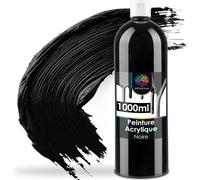 Mevronisshop-Peinture Acrylique Noire 1000ml À Base D'eau - Peinture Noire Pour Toile - Peinture Acrylique 1l - Black Acrylic Paint - Peinture Acrylique Noir - Peinture Noir Idéale Pour Le Mélange