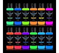 Mevronisshop-Peinture Fluorescente Kit Acrylique Luisant Dans Le Noir, 12 Couleurs 60ml/2oz Parfaite Pour Diy, Décorations D'halloween Et De Noël