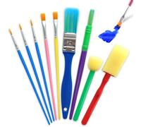 Mevronisshop-Pinceaux Enfants, Éponge Brosses, 9 Pcs Kits Lavables, Ensemble Brosse De Peinture Pour Débutant, Aquarelle, Huile, Acryliques