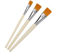 Mevronisshop-Pinceaux Peinture Pour Acrylique Aquarelle Huile Professionnels - 3pcs Pinceau Plats Gouache Nylon Kit À L'huile Artiste Détail Manche De Bois Nail Art Brush Set