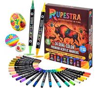 Mevronisshop-Rupestra Colors - 48 Couleurs - 24 Feutres Acryliques Dual Color - Pointe Flexible 1 - 5 Mm - Haute Pigmentation - Marqueurs Peinture Acrylique Multi-Surfaces (Pierre, Verre, Bois, Toile