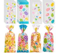 Mevronisshop-Sachets De Bonbons De Pâques, 100 Sacs De Friandises De Pâques Avec 100 Liens Torsadés Dorés, Sacs De Friandises De Bonbons De Pâques Pour Les Enfants