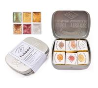 Mevronisshop-Set D'aquarelles Artisanales : 6 Demi-Pastilles De Couleurs Dorées Métalliques, Avec Paillettes, Brillant Solide Et Nacré, Pour Artistes, Étudiants Et Amateurs.