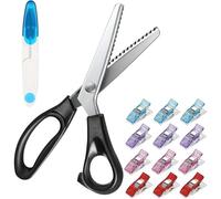 Mevronisshop-Set De Ciseaux Pour Tissu, Zig Zag, Cranteurs Sombres Avec 12 Pinces Couture Et 1 Ciseaux En U Au Point De Croix - Pour Vêtements, Papier, Cuir (Style 1)