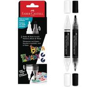 Mevronisshop-Shake & Paint Marqueurs : Noir Et Blanc ¿ 2 Marqueurs De Peinture À Double Pointe, Marqueurs Permanents Pour Vêtements, Stylo De Peinture Acrylique Blanc, Fournitures D'art Et