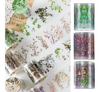 Mevronisshop-Stickers Scrapbooking 3 Rouleaux Autocollants De Fleurs En Pet Et Accessoires De Washi Tape, Adaptés Aux Albums De Scrapbooking, Aux Bullet Journaux, Aux Journaux, Etc(Série Yamano Flowe