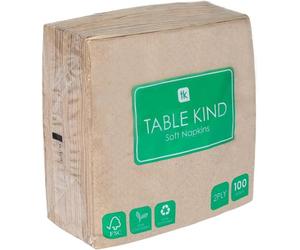 Mevronisshop-Table Kind Lot De 100 Serviettes En Papier Souple Recyclé, Serviettes De Table Jetables Marron, Traiteur Et Usage Quotidien, Ecologique, Kraft Non Blanchi, Compostable, Fabriqué En Ue,