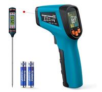 MEVRONISSHOP-Tilswall Thermomètre Infrarouge Laser Numérique Sans Contact, -50°C 600°C(-58°F 1112°F), Emissivité Réglable, Idéal pour Cuisine, Barbecue, Four, Frigo Professionnel, Pizza, Viande