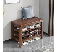MEVZHH Moderne Rusten Bois Massif Chaussure Rack Chaussure Cabinet Banc Chaussure Changer Tabouret Salon Chambre À Coucher Entrée Couloir Noix/Noix/80 * 30 * 52Cm (3 Ux)
