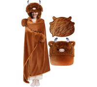Mewaii Plaid a Capuche Highlands Vache Couverture en Laine Douce avec Manches Capuche Poches Taille Unique Enfant Adulte 130cm x 158cm Cadeau Animal