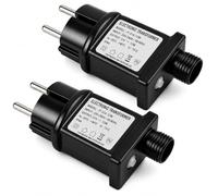 MewHunk 2PCS Transformateur IP44 Adaptateur Pilote, 31V 6W Prise Guirlande Led avec Transformateur, avec 8 Modes, et Étanchéité IP44, Adaptateur Transformer pour Sapin, Rideau et Décoration de Noël