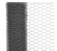 mewmewcat Grillage a Poule, Cloture Jardin, Grillage pour Jardin, Hexagonal, Acier Gris 25x1,5 m Maille 13 mm