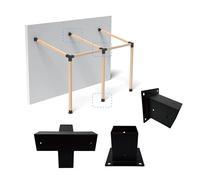 MEWSDEN Kit de Support pour pergola 4 x 4, avec Bases murales, 4 Voies 105° et kit de Montage pour Toit incliné, Acier Carbone Noir, Style Jardin