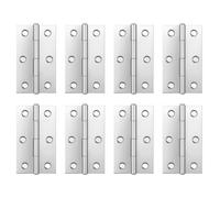 Mewtush 8 PCS Charnière Porte Inox Invisible, Charnière Plate 66x37mm avec 6 Trous de Fixation pour Porte, Tiroirs, Meuble, Piano, Coffret, Quincaillerie de Placards et Armoires
