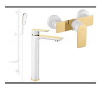 Mexen Alfa DF49 ensemble de douche, blanc/doré - 745714DF49-25 5289 5907709183421