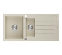 Mexen Andres évier en granit 1,5 bac avec égouttoir 1000 x 500 mm, beige, siphon chromé - 6515101510-69 3767 5907709194816
