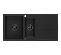 Mexen Andres évier en granit 1,5 bac avec égouttoir 1000 x 500 mm noir, siphon noir - 6515101510-77-B 16376 5905315013507