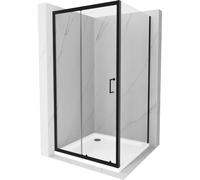 Mexen Apia cabine de douche coulissante 100 x 100 cm, transparent, noir + receveur plat, blanc - 840-100-100-70-00-4010B 14808 5907709152823