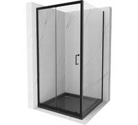 Mexen Apia cabine de douche coulissante 100 x 100 cm, transparente, noire + receveur Flat, noir - 840-100-100-70-00-4070B 14832 5907709153066