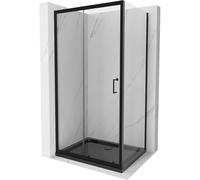 Mexen Apia cabine de douche coulissante 100 x 80 cm, transparente, noire + receveur Flat, noir - 840-100-080-70-00-4070B 14830 5907709153042
