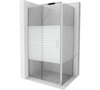 Mexen Apia cabine de douche coulissante 105 x 70 cm, bandes blanches, chrom - 840-105-070-01-20 4373 5907709121140