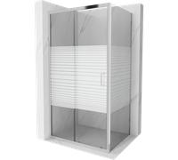 Mexen Apia cabine de douche coulissante 115 x 80 cm, rayures blanches, chrome - 840-115-080-01-20 4388 5907709121263
