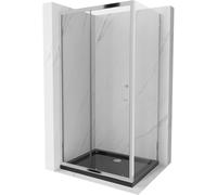 Mexen Apia cabine de douche coulissante 120 x 70 cm, transparent, chrome + receveur Flat, noir - 840-120-070-01-00-4070 14739 5907709152151