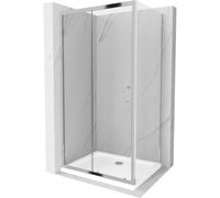 Mexen Apia cabine de douche coulissante 130 x 100 cm, transparente, chromée + receveur Flat - 840-130-100-01-00-4010 4860 5907709177307