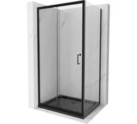 Mexen Apia cabine de douche coulissante 130 x 80 cm, transparent, noir + bac à douche Flat, noir - 840-130-080-70-00-4070B 14843 5907709153165