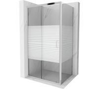 Mexen Apia cabine de douche coulissante 135 x 100 cm, bandes blanches, chromée - 840-135-100-01-20 14684 5907709153929