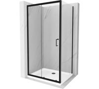 Mexen Apia cabine de douche coulissante 140 x 90 cm, transparent, noire + receveur Flat, blanc - 840-140-090-70-00-4010B 14823 5907709152977