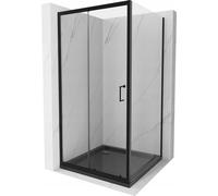 Mexen Apia cabine de douche coulissante 100 x 100 cm, transparente, noire + receveur Flat, noir - 840-100-100-70-00-4070B 14832 5907709153066