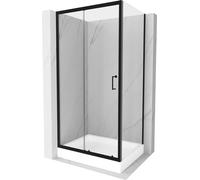 Mexen Apia Paroi de douche pliante 100 x 80 cm, transparente, noire + receveur de douche Rio - 840-100-080-70-00-4510