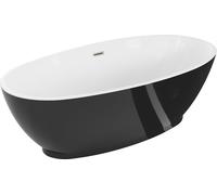 Mexen Baignoire autoportante Bilbao 180 x 90 cm, blanc/noir, bonde en nickel brossé - 51311809075-97