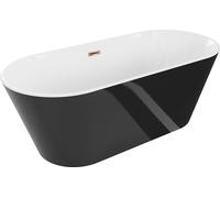 Mexen Baignoire autoportante Flavia 150 x 75 cm, blanc/noir, bonde de vidange or rose - 54031507575-60