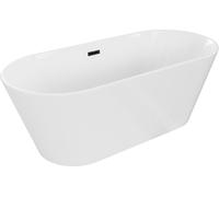 Mexen Baignoire autoportante Flavia 150 x 75 cm, blanc, trop-plein noir - 54031507500-70