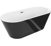 Mexen Baignoire autoportante Flavia 160 x 75 cm, blanc/noir, bonde en métal - 54031608075-95