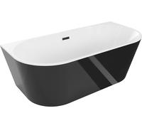 Mexen Oval baignoire autoportante adossée 160 x 80 cm, blanc/noir, trop-plein noir - 52671608075-70 46135 5905315381880