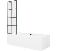Mexen Baignoire rectangulaire Cube 170 x 80 cm avec écran 1 aile 60 cm, motif noir - 550517080X9506007077