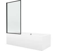 Mexen Baignoire rectangulaire Cube 170 x 80 cm avec écran 1 porte 70 cm, Noir pattern fix - 550517080X9307007070