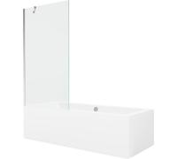 Mexen Cube baignoire rectangulaire 170 x 80 cm avec tablier et paroi de baignoire à 1 volet 90 cm, transparent, chrome 21956 5905315201546