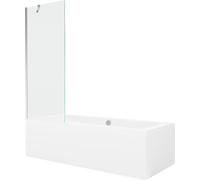 Mexen Baignoire rectangulaire Cube 170 x 80 cm avec écran à 1 volet 70 cm, transparent, chrome - 550517080X9507000001