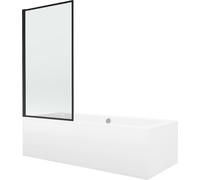 Mexen Cube baignoire rectangulaire 170 x 80 cm avec revêtement et paravent à 1 battant 70 cm, motif noir fixe 12941 5907709161719