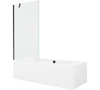 Mexen Baignoire rectangulaire Cube 180 x 80 cm avec écran 1 porte 90 cm, transparent, noir - 550518080X9509000070