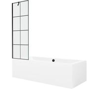 Mexen Cube baignoire rectangulaire 170 x 80 cm avec habillage et paroi à 1 vantail 60 cm, motif noir - 550517080X9506007077 21977 5905315201751