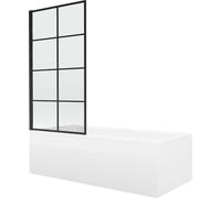 Mexen Baignoire rectangulaire Cubik 150 x 70 cm avec écran à 1 volet 70 cm, motif noir - 550315070X9307017077