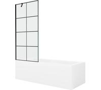 Mexen Cubik baignoire rectangulaire 160 x 70 cm avec tablier et paroi de douche à 1 vantail 80 cm, motif noir 22141 5905315203670