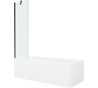 Mexen Baignoire rectangulaire Cubik 160 x 70 cm avec écran à 1 battant 50 cm, transparent, noir - 550316070X9505000070