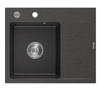 Mexen Ben Évier en granit 1 bac avec égouttoir, gauche 600 x 500 mm, noir moucheté, siphon chromé - 6522605000-76 53249 5905315949103