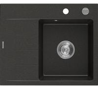 Mexen Ben Evier en granit 1 bac avec étagère à droite 600 x 500 mm, noir/or métallisé, siphon chromé - 6523605000-75